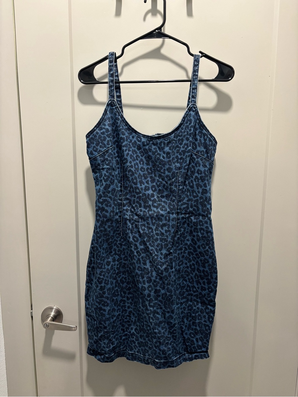 Charlotte Russe Blue Denim-Look Leopard Mini Dress